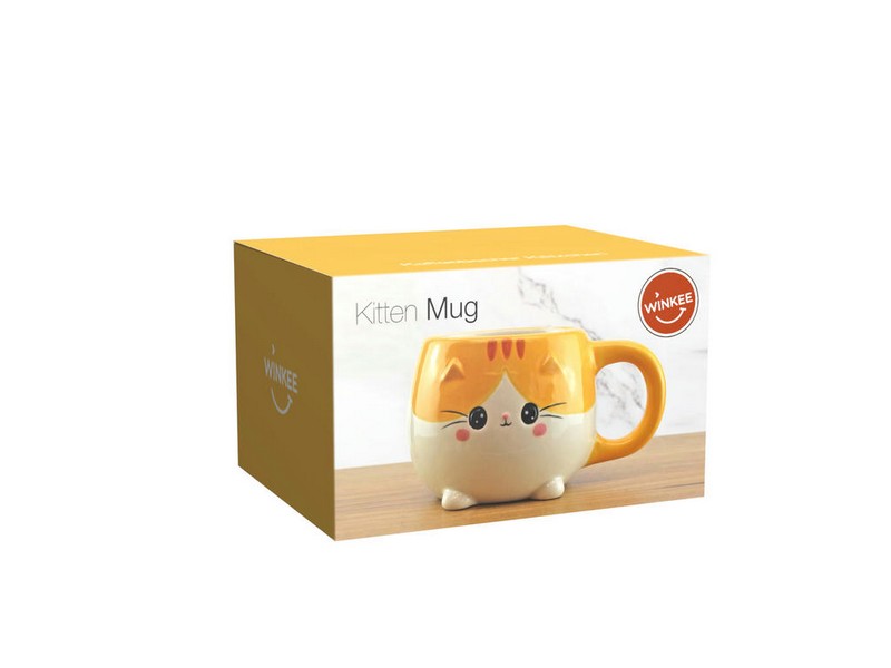 Tazza mug a forma di gatto arancione in ceramica